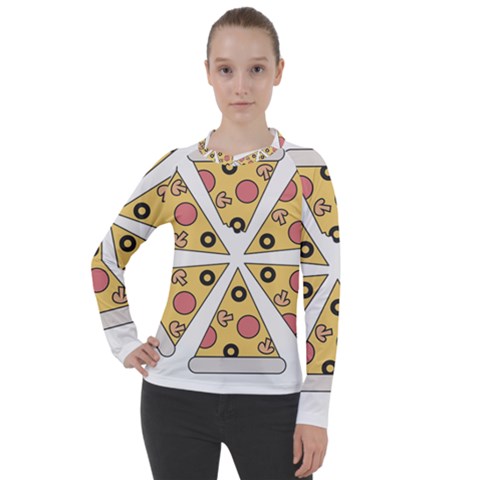 Pizza-slice-food-italian Women s Pique Long Sleeve Tee by Sudhe