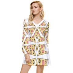 Pizza-slice-food-italian Tiered Long Sleeve Mini Dress