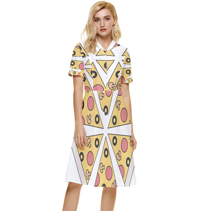 Pizza-slice-food-italian Button Top Knee Length Dress