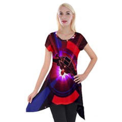 Science-fiction-cover-adventure Short Sleeve Side Drop Tunic by Sudhe