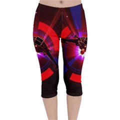 Science-fiction-cover-adventure Velvet Capri Leggings  by Sudhe