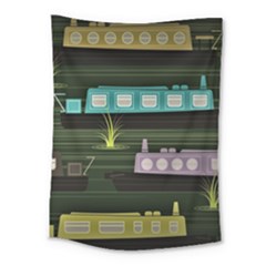 Narrow-boats-scene-pattern Medium Tapestry