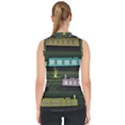 Narrow-boats-scene-pattern Mock Neck Shell Top View2