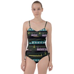 Narrow-boats-scene-pattern Sweetheart Tankini Set by Sudhe