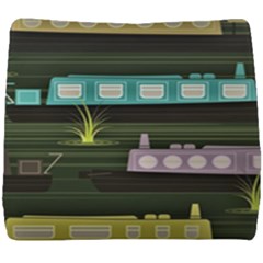 Narrow-boats-scene-pattern Seat Cushion by Sudhe