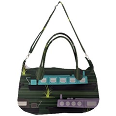 Narrow-boats-scene-pattern Removal Strap Handbag by Sudhe