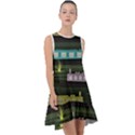 Narrow-boats-scene-pattern Frill Swing Dress View1