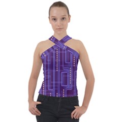 Background-non-seamless-pattern Cross Neck Velour Top