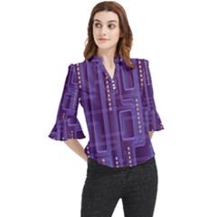 Background-non-seamless-pattern Loose Horn Sleeve Chiffon Blouse