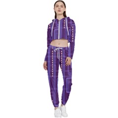 Background-non-seamless-pattern Cropped Zip Up Lounge Set by Sudhe