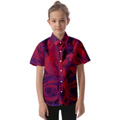 Roses-red-purple-flowers-pretty Kids  Short Sleeve Shirt