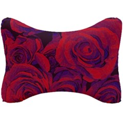 Roses-red-purple-flowers-pretty Seat Head Rest Cushion by Sudhe