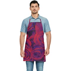 Roses-red-purple-flowers-pretty Kitchen Apron by Sudhe