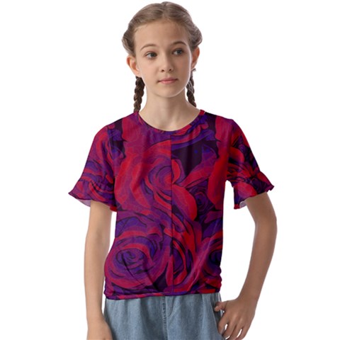 Roses-red-purple-flowers-pretty Kids  Cuff Sleeve Scrunch Bottom Tee by Sudhe