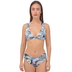 Compass-direction-north-south-east Double Strap Halter Bikini Set by Sudhe