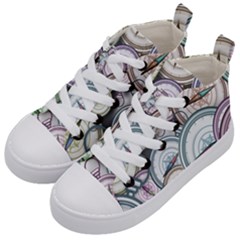 Compass-direction-north-south-east Kids  Mid-top Canvas Sneakers by Sudhe