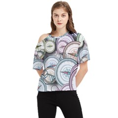 Compass-direction-north-south-east One Shoulder Cut Out Tee