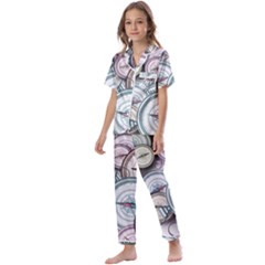 Compass-direction-north-south-east Kids  Satin Short Sleeve Pajamas Set