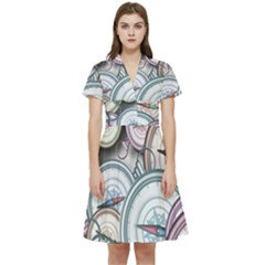 Compass-direction-north-south-east Short Sleeve Waist Detail Dress by Sudhe