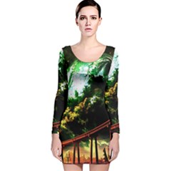 Science-fiction-forward-futuristic Long Sleeve Velvet Bodycon Dress