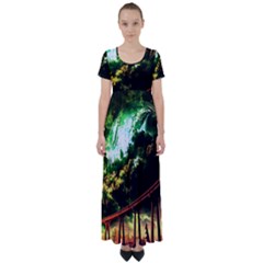 Science-fiction-forward-futuristic High Waist Short Sleeve Maxi Dress by Sudhe