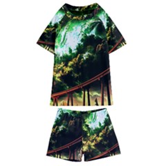 Science-fiction-forward-futuristic Kids  Swim Tee And Shorts Set by Sudhe