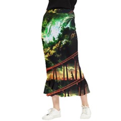 Science-fiction-forward-futuristic Maxi Fishtail Chiffon Skirt