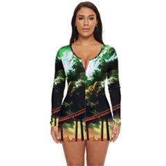 Science-fiction-forward-futuristic Long Sleeve Boyleg Swimsuit