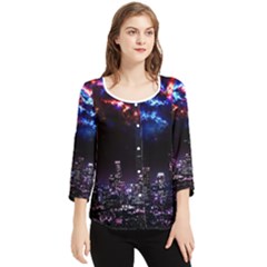 Science-fiction-sci-fi-forward Chiffon Quarter Sleeve Blouse by Sudhe