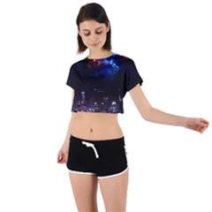 Science-fiction-sci-fi-forward Tie Back Short Sleeve Crop Tee by Sudhe