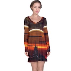 Science-fiction-digital-illustration Long Sleeve Nightdress by Sudhe