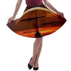 Science-fiction-digital-illustration A-line Skater Skirt