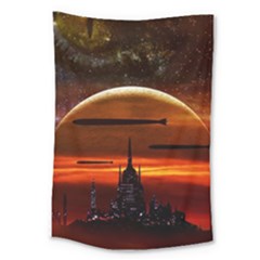 Science-fiction-digital-illustration Large Tapestry by Sudhe