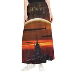 Science-fiction-digital-illustration Maxi Chiffon Skirt