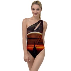 Science-fiction-digital-illustration To One Side Swimsuit by Sudhe