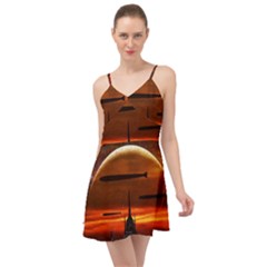 Science-fiction-digital-illustration Summer Time Chiffon Dress by Sudhe