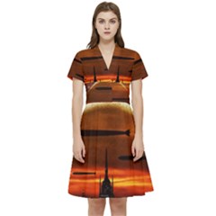 Science-fiction-digital-illustration Short Sleeve Waist Detail Dress by Sudhe