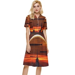 Science-fiction-digital-illustration Button Top Knee Length Dress