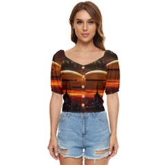 Science-fiction-digital-illustration Button Up Blouse