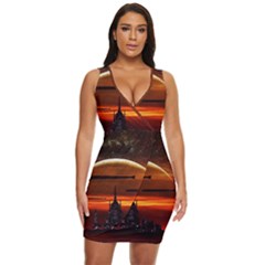 Science-fiction-digital-illustration Draped Bodycon Dress