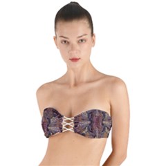 Abstract-design-backdrop-pattern Twist Bandeau Bikini Top by Sudhe