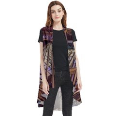 Abstract-design-backdrop-pattern Sleeveless Chiffon Waistcoat Shirt