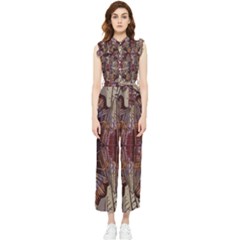 Abstract-design-backdrop-pattern Women s Frill Top Jumpsuit