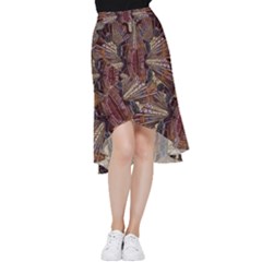 Abstract-design-backdrop-pattern Frill Hi Low Chiffon Skirt