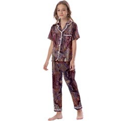 Abstract-design-backdrop-pattern Kids  Satin Short Sleeve Pajamas Set