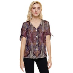 Abstract-design-backdrop-pattern Bow Sleeve Button Up Top