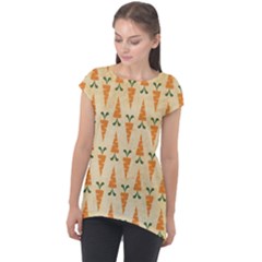 Pattern-carrot-pattern-carrot-print Cap Sleeve High Low Top by Sudhe