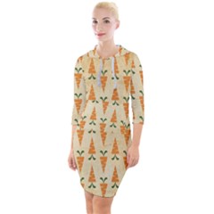 Pattern-carrot-pattern-carrot-print Quarter Sleeve Hood Bodycon Dress by Sudhe