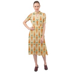 Pattern-carrot-pattern-carrot-print Keyhole Neckline Chiffon Dress by Sudhe