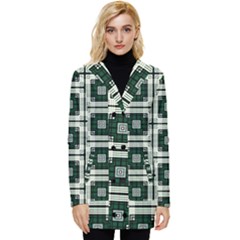 Pattern-design-texture-fashion Button Up Hooded Coat 